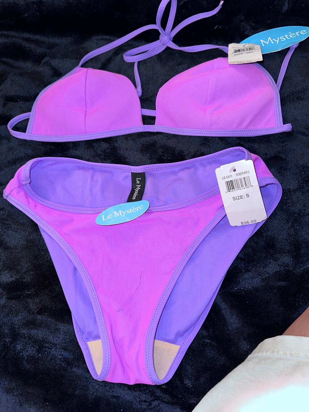NWT MYSTIQUE LAVENDER BIKINI SMALL BOTTOM 32C TOP